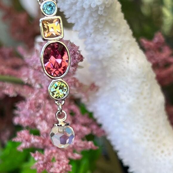 Rainbow Drop Swarovski Crystal Necklace - Picture 1 of 9